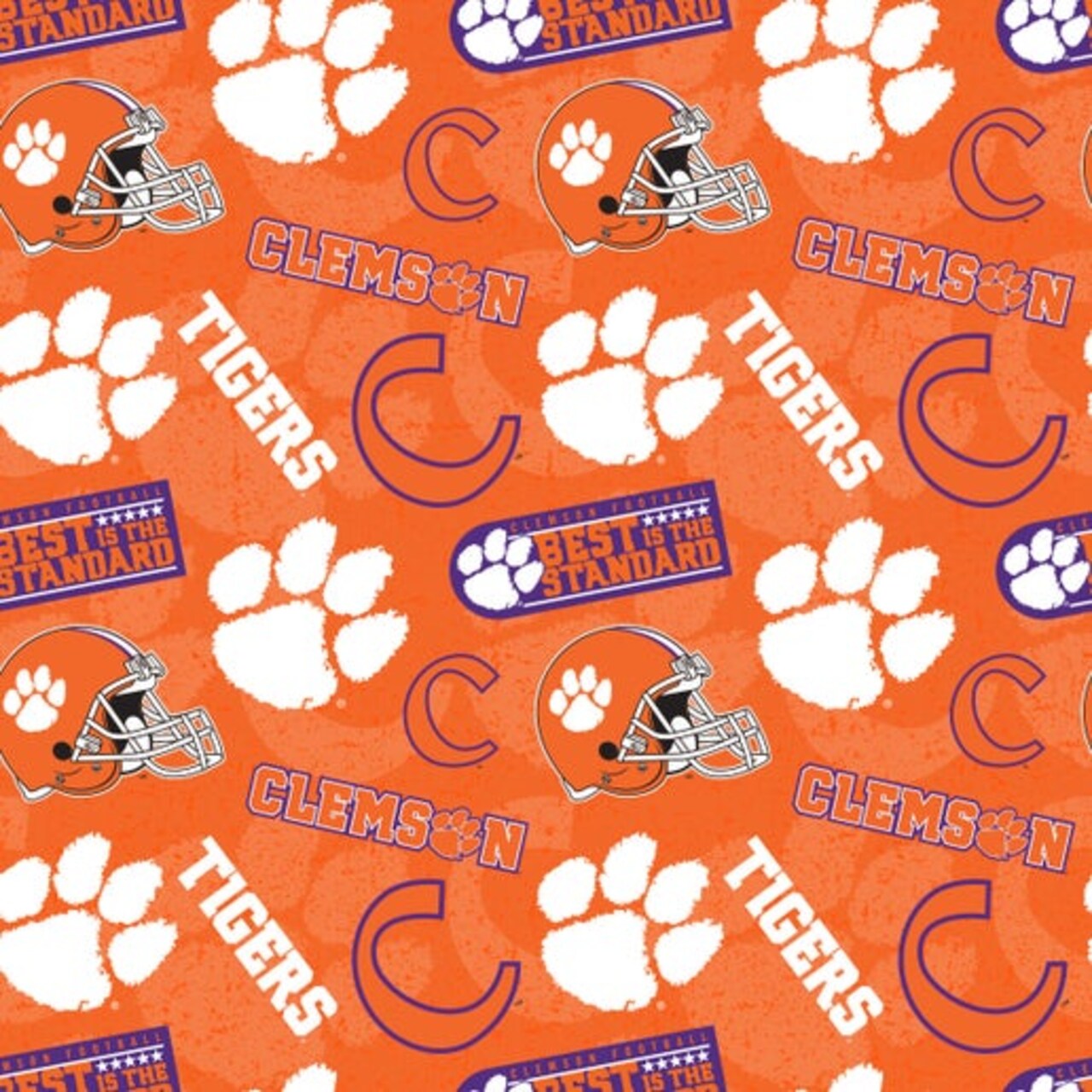Licensed NCAA Clemson Tone on Tone CLEM-1178 Cotton Fabric by the Yard